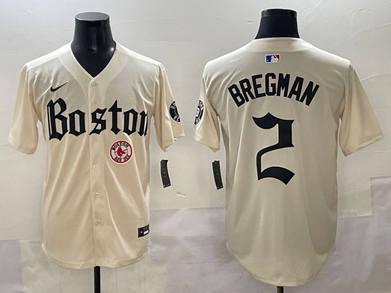 Men 2025 Boston Red Sox #2 Bregman Cream Five generations Joint Name Nike MLB Jersey style 17->boston red sox->MLB Jersey
